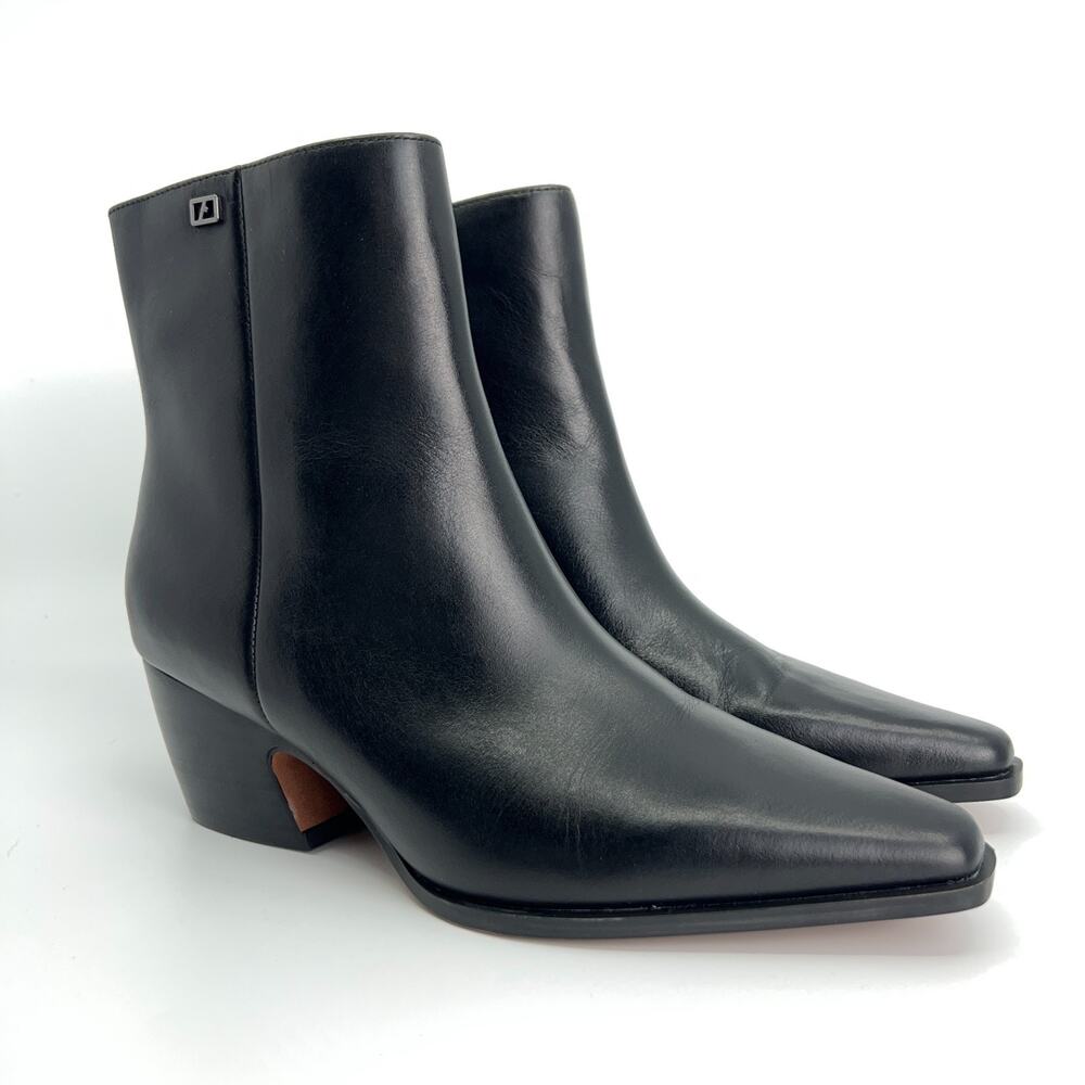 Franco Sarto Vivian Black Leather Ankle Booties 6.5M